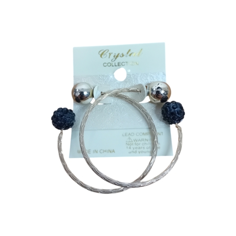 New BNIP Vintage 90s Y2K Faux Gold Hoop Silver Black Ball Formal Fashion Earring